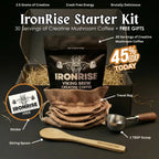 Viking Brew Creatine Coffee Starter Kit featuring a bag of IronRise premium Arabica coffee blend