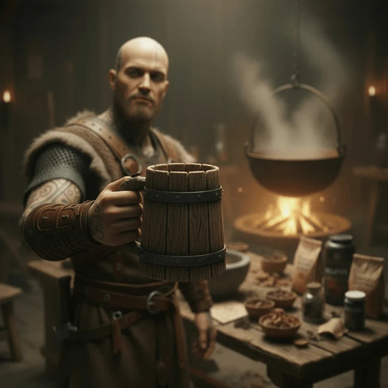 IronRise - Viking toasting with wooden mug